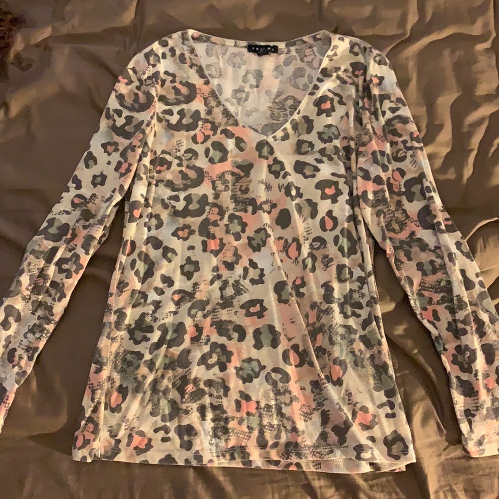 Long Sleeve Tribal Brand Cheetah Print Shirt